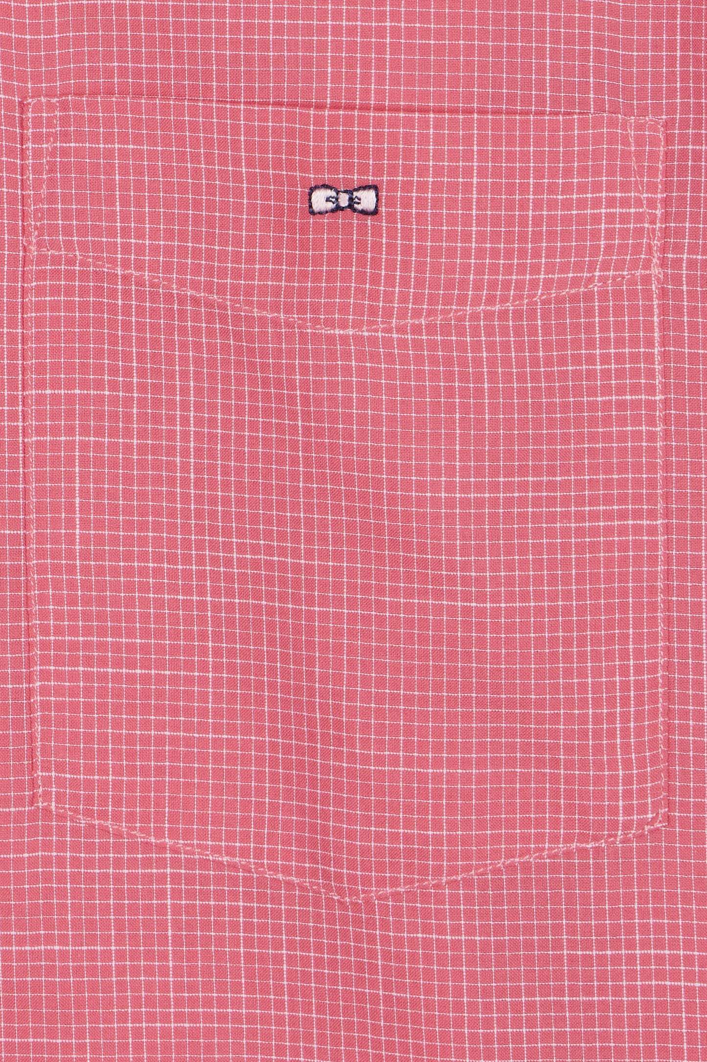 Chemise à manches courtes à microcarreaux en coton rose coupe droite