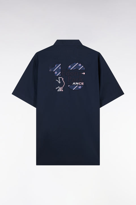 XV de France short-sleeved navy cotton shirt with back embroidery - Image 2