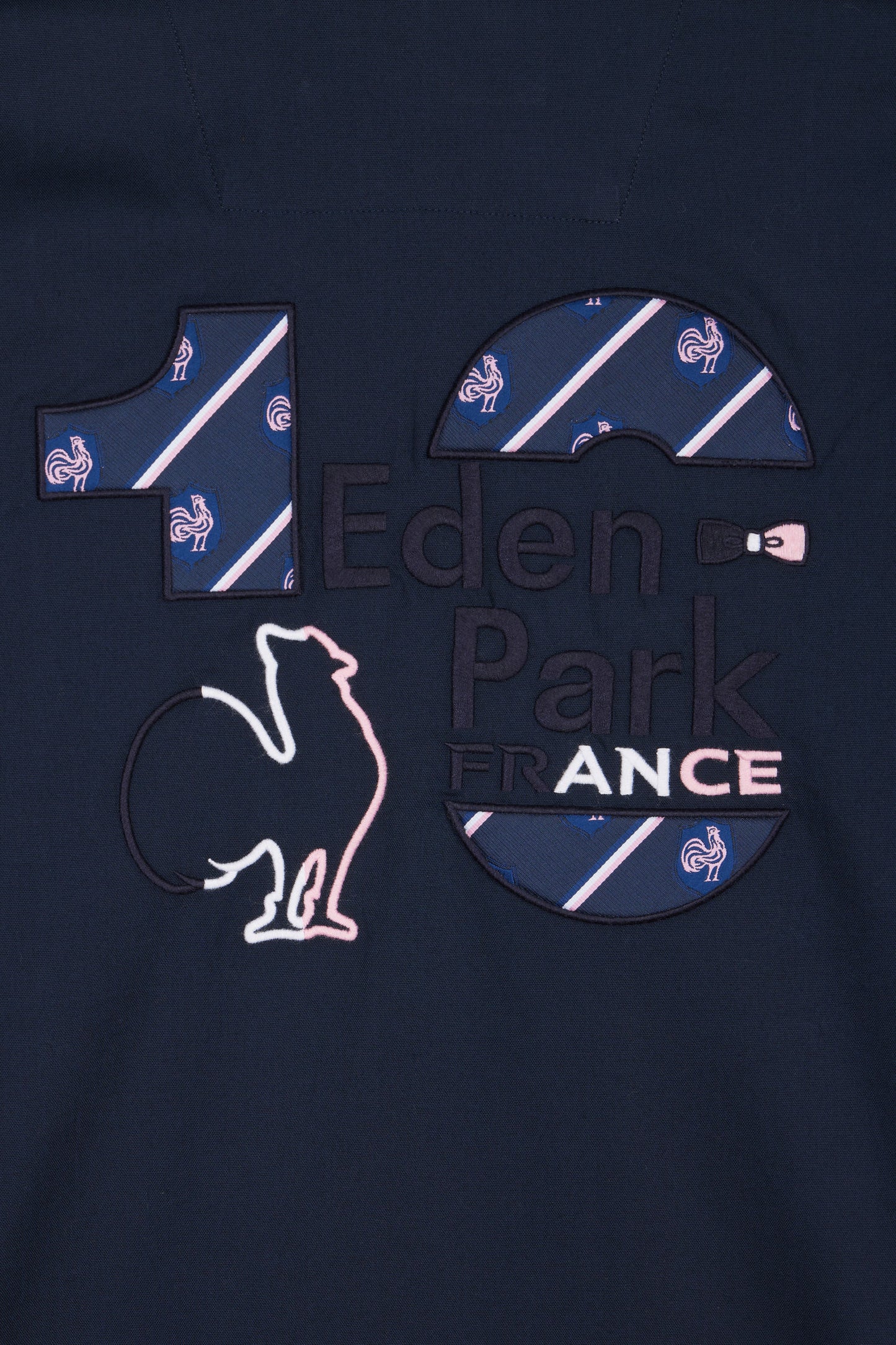 XV de France short-sleeved navy cotton shirt with back embroidery