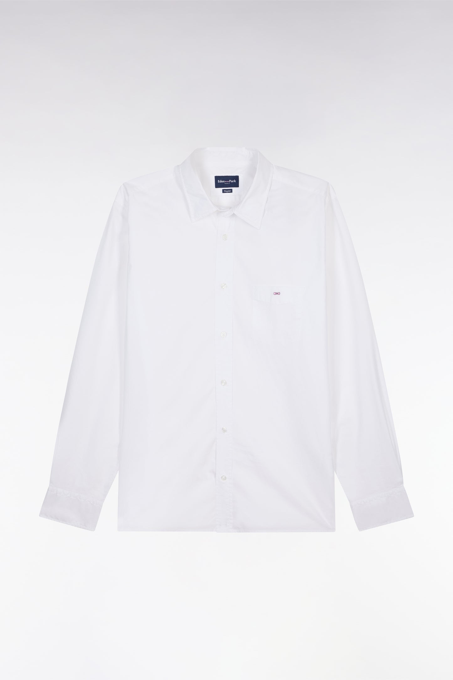 Straight-fit unisex shirt in white stretch cotton and lyocell