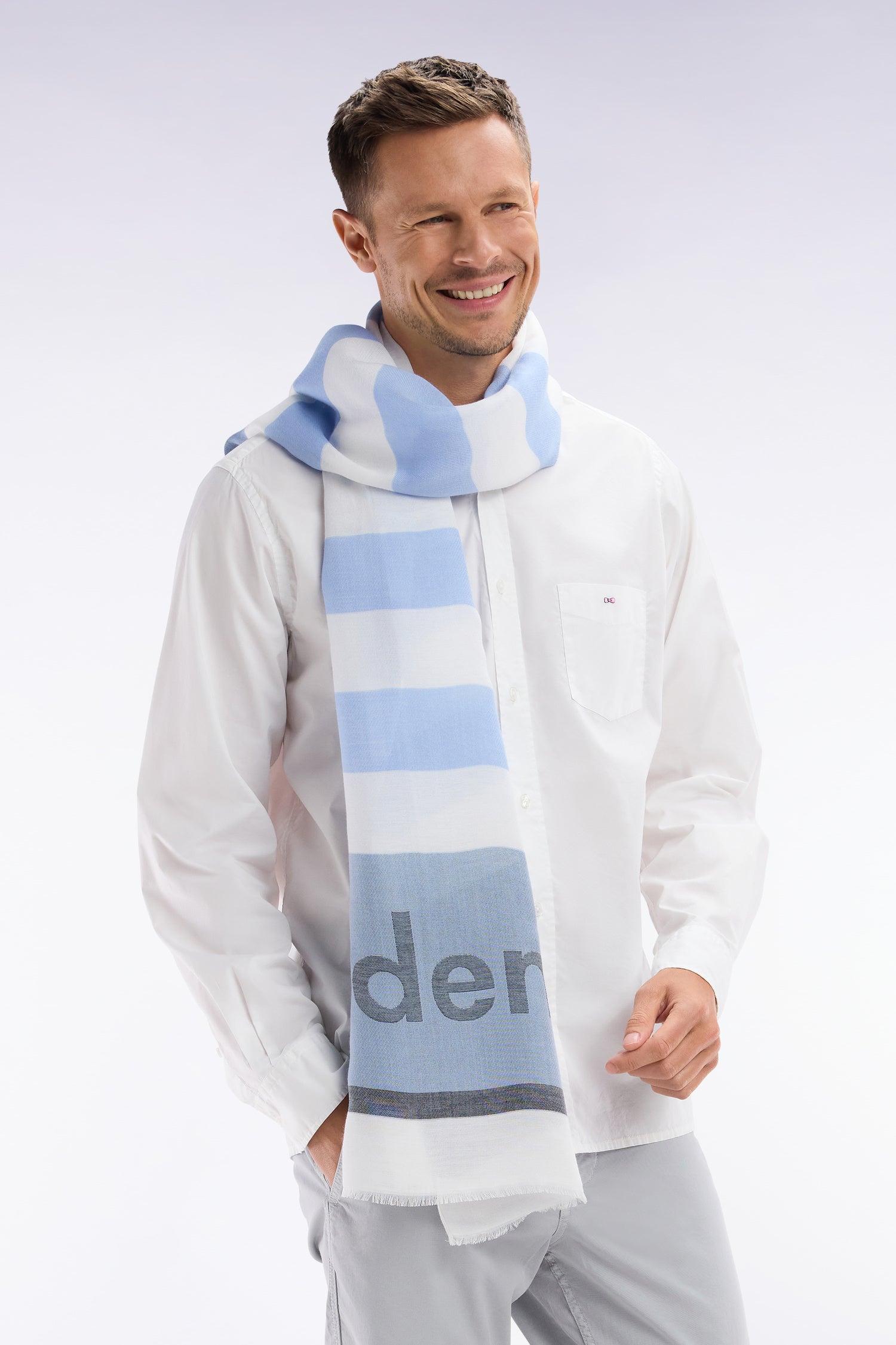 Chemise unisexe en coton et lyocell stretch blanc coupe droite