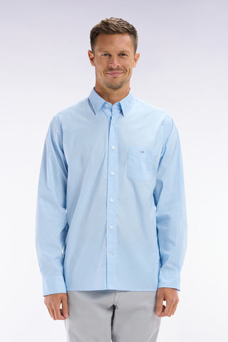 Chemise unisexe en coton et lyocell stretch ciel coupe droite