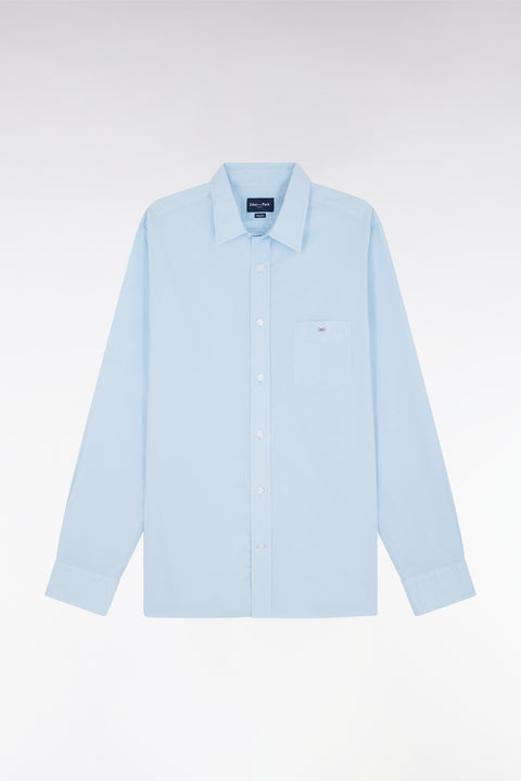 Straight-fit unisex shirt in sky blue stretch cotton and lyocell - Image 2