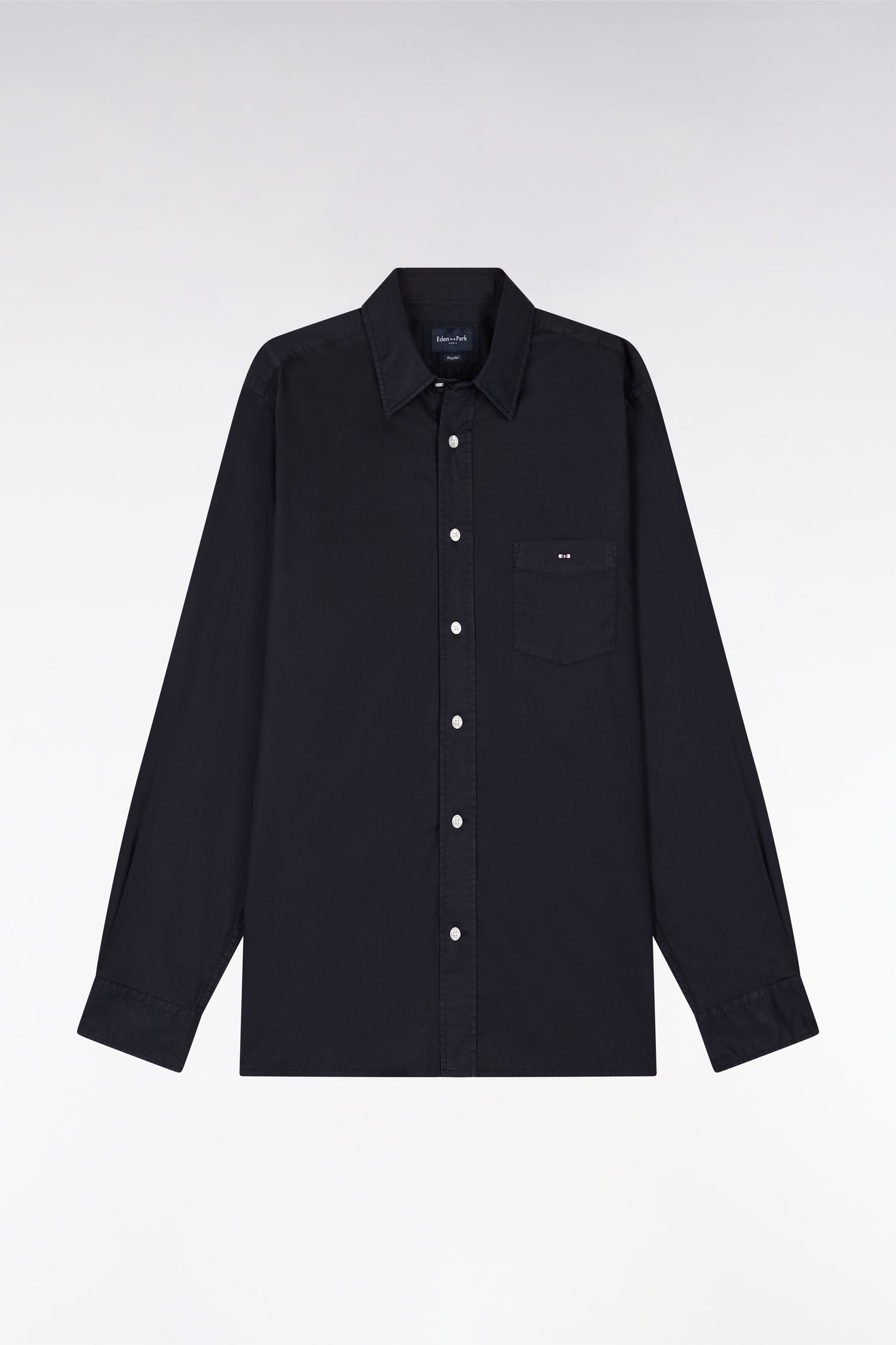 Chemise unisexe en coton et lyocell stretch marine coupe droite