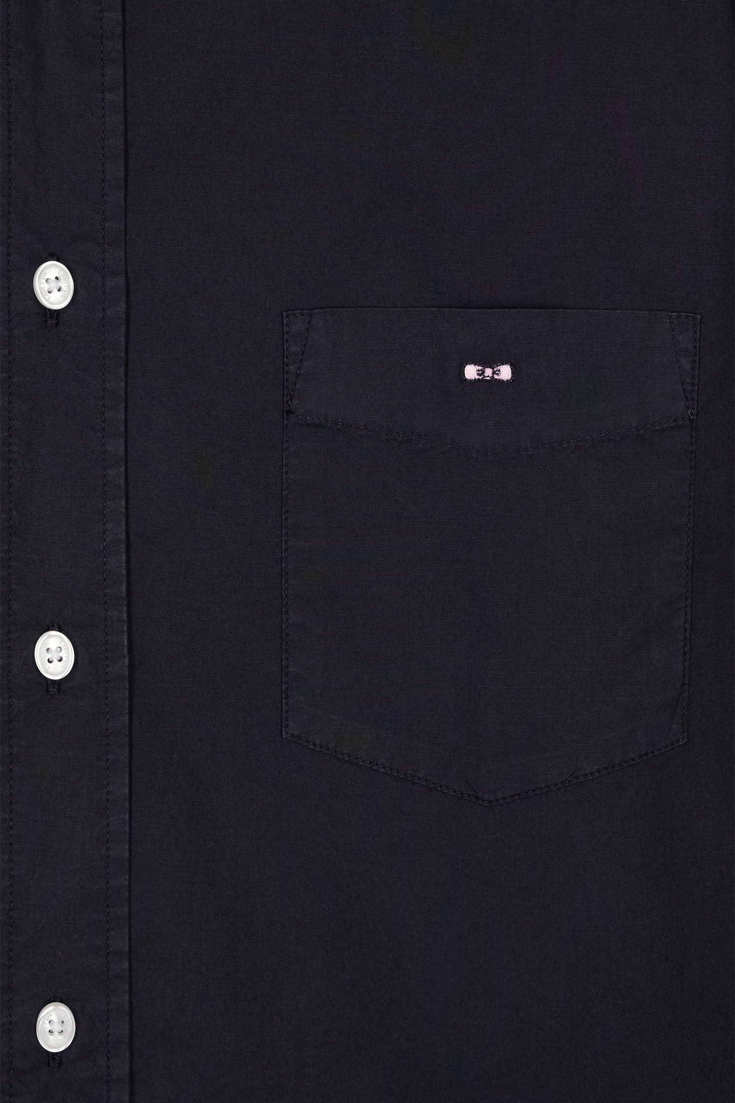 Chemise unisexe en coton et lyocell stretch marine coupe droite