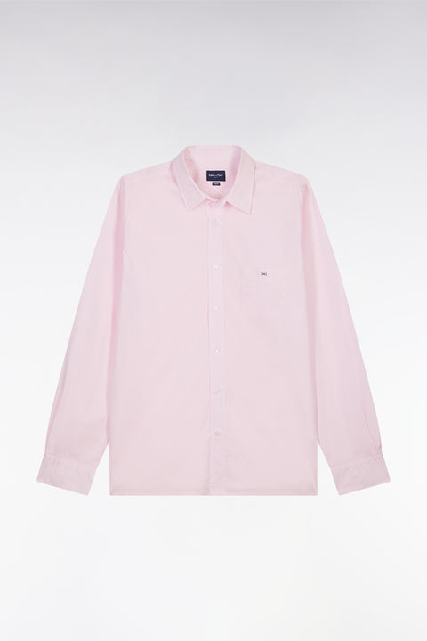 Straight-fit unisex shirt in pink stretch cotton and lyocell - Image 2