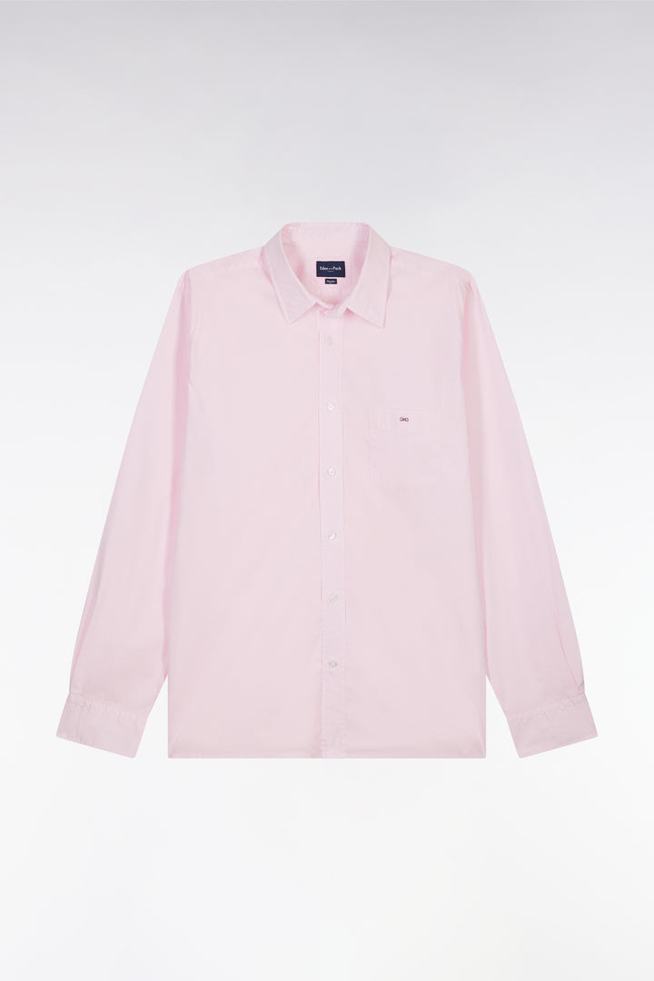 Chemise unisexe en coton et lyocell stretch rose coupe droite
