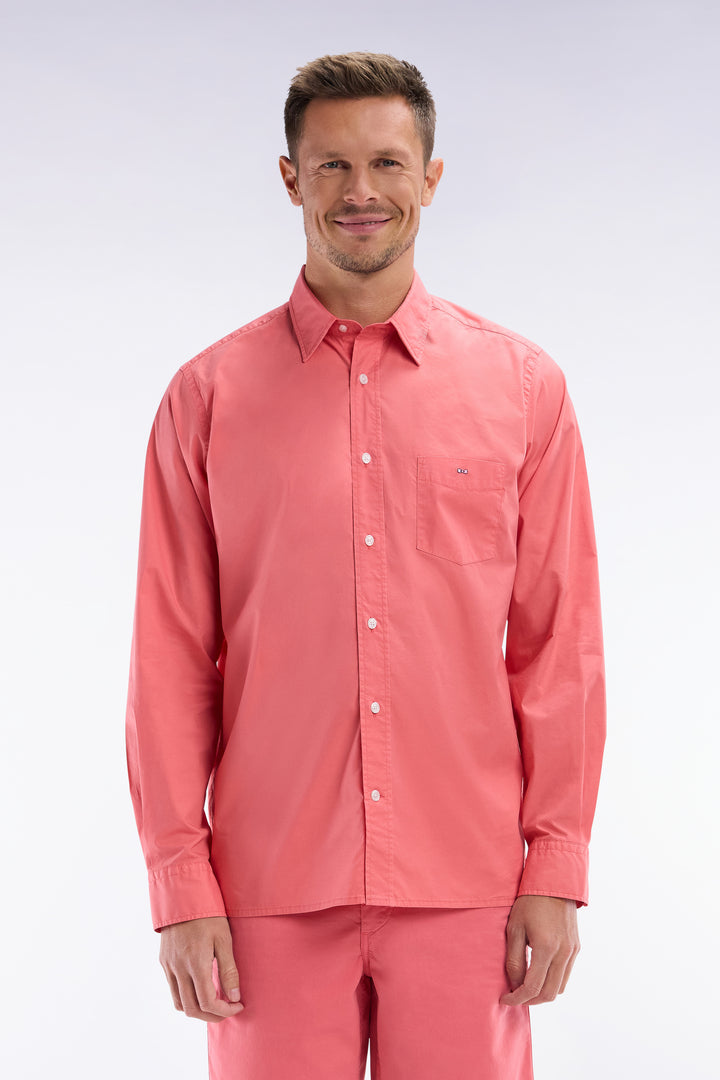 Chemise unisexe en coton et lyocell stretch saumon coupe droite