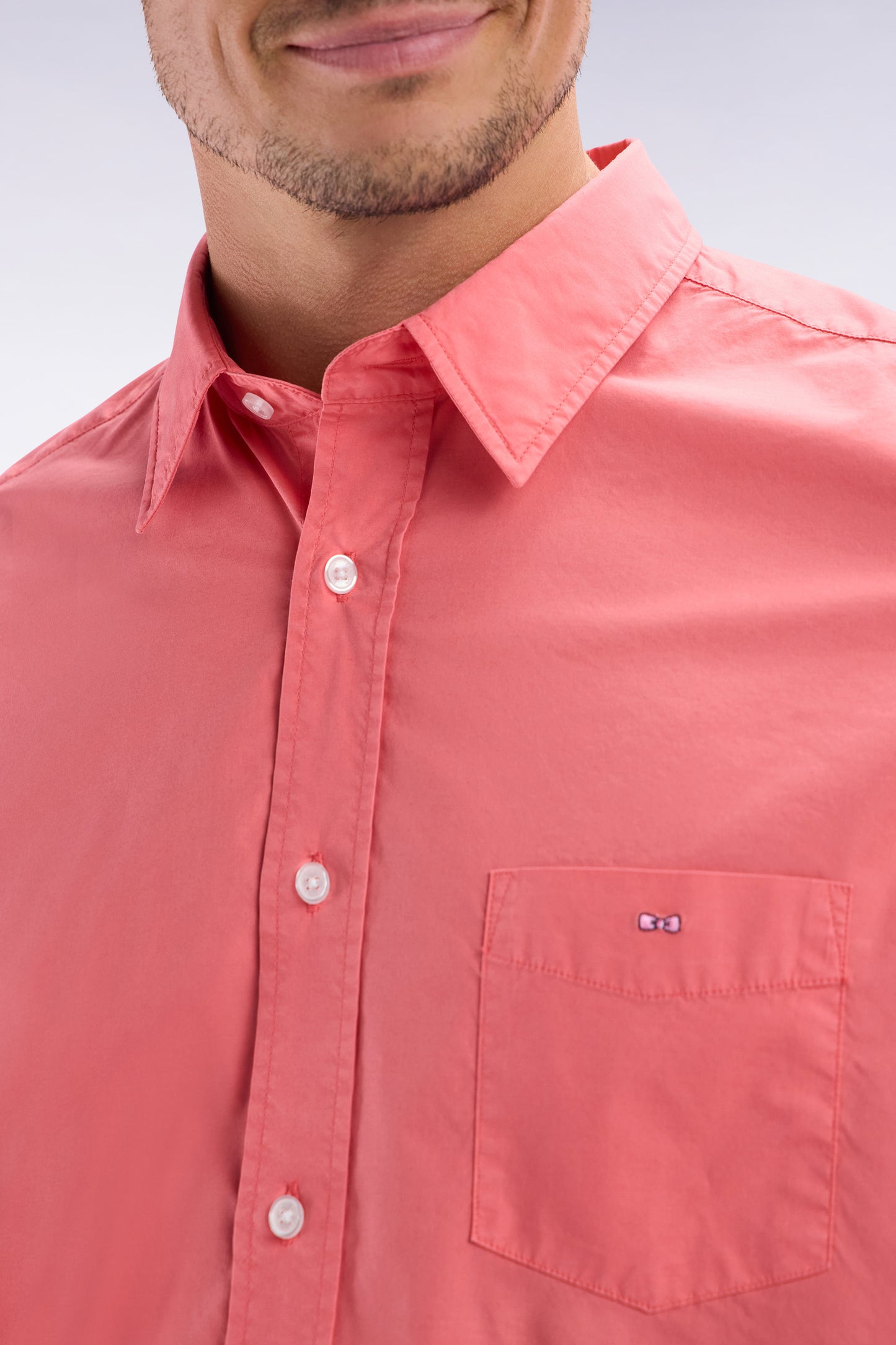 Chemise unisexe en coton et lyocell stretch saumon coupe droite