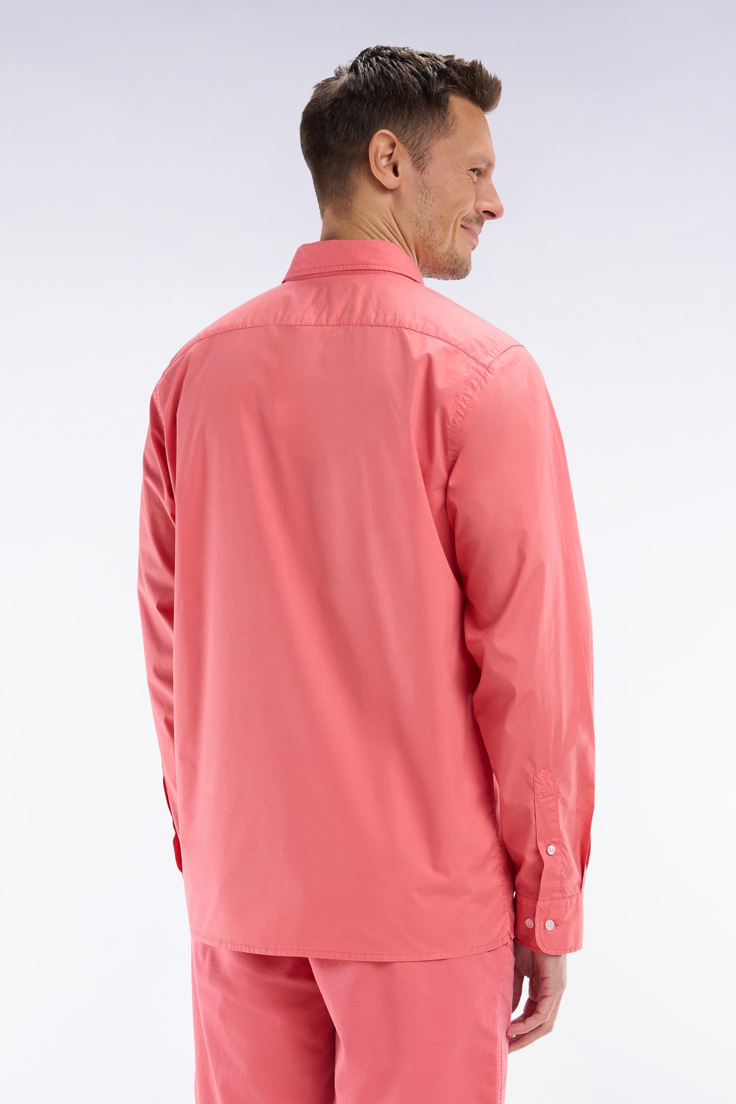 Chemise unisexe en coton et lyocell stretch saumon coupe droite