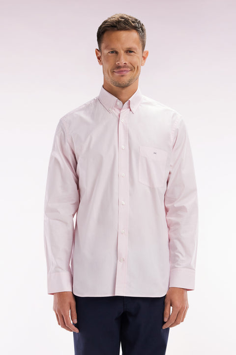 Chemise en coton rose coudière coupe droite - Image 1