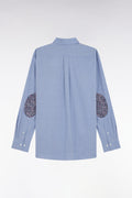 Chemise en coton bleu ciel coudière coupe droite