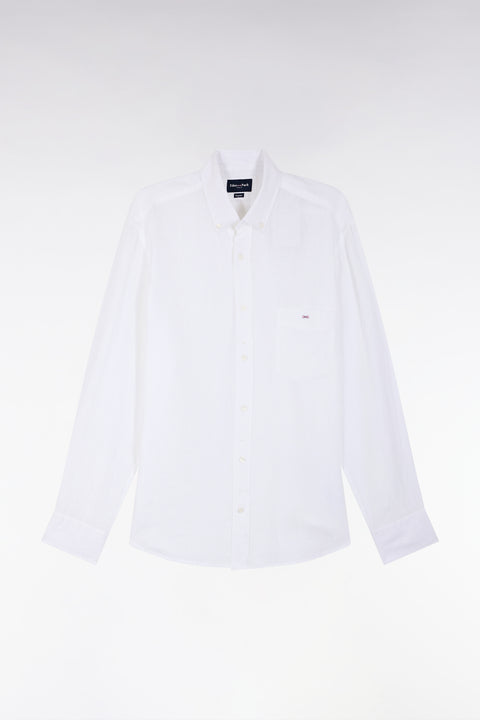 Chemise en lin blanc unie coupe droite - Image 2