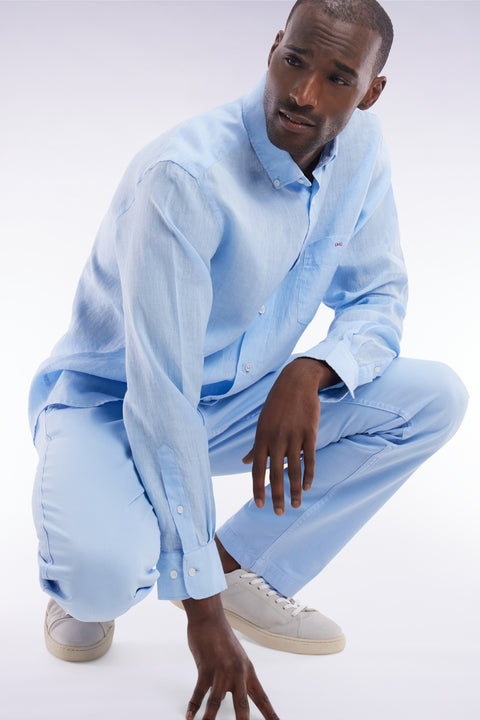 Chemise en lin ciel unie coupe droite - Image 3