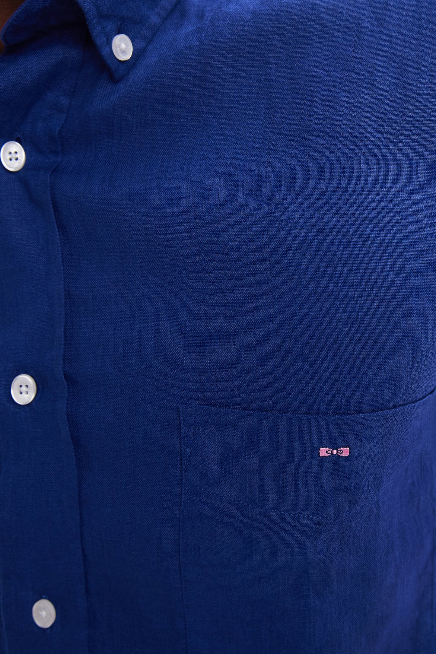 Straight-fit dark blue linen shirt