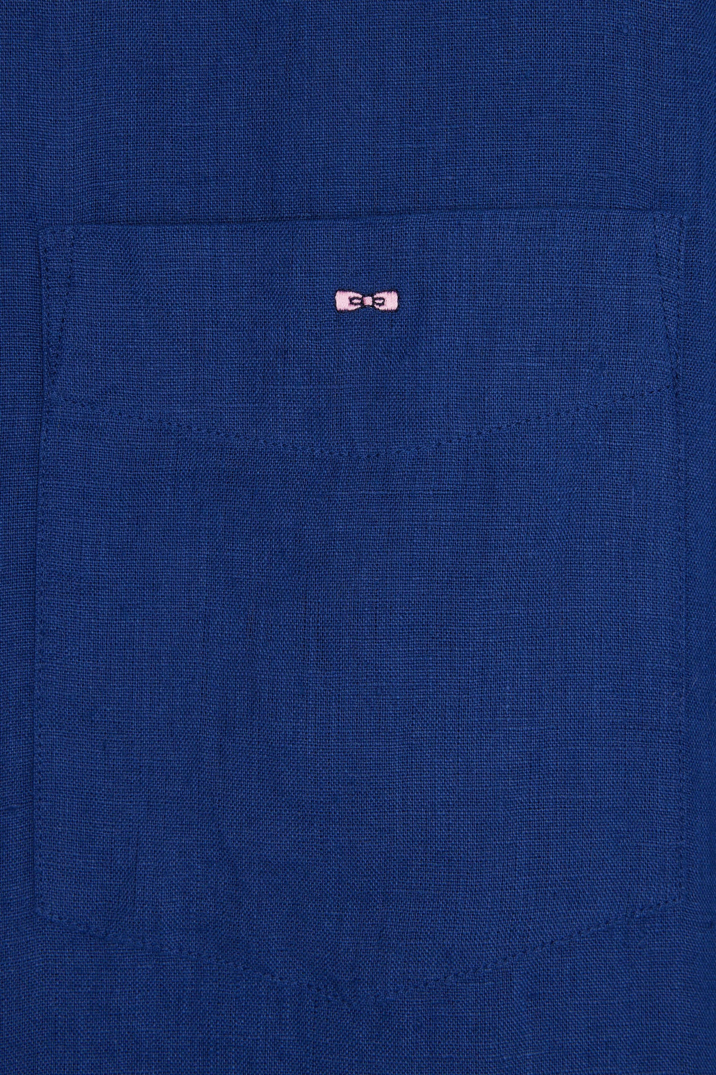 Straight-fit dark blue linen shirt