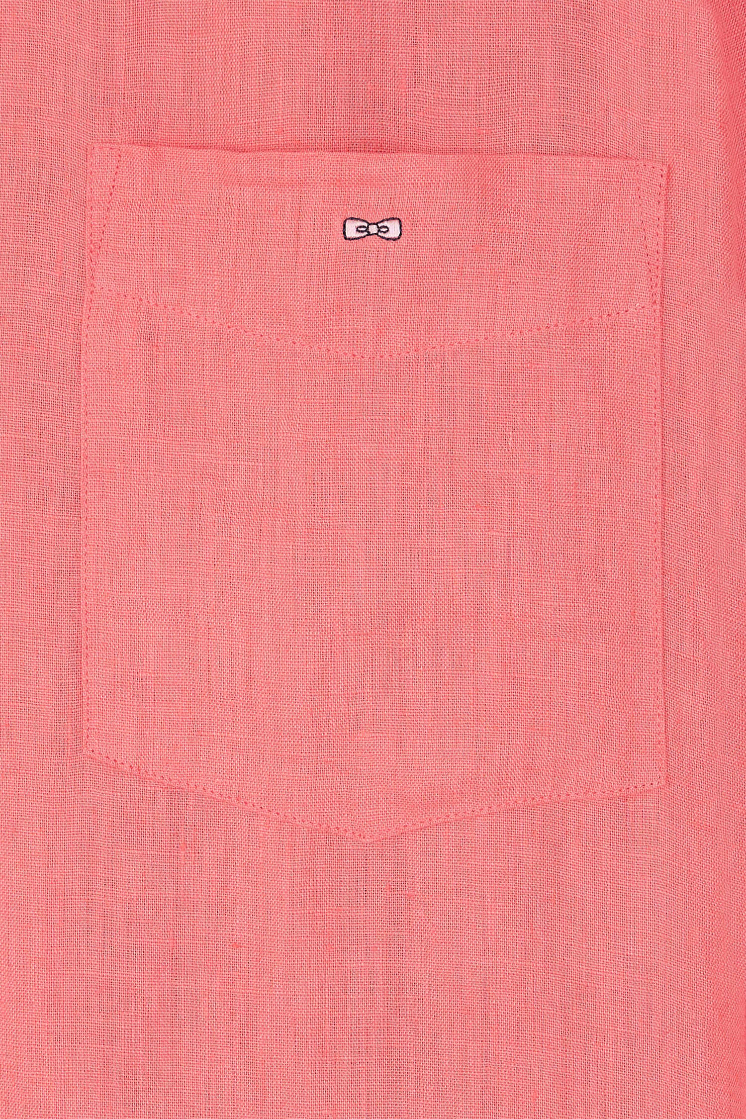 Chemise en lin rose saumon unie coupe droite