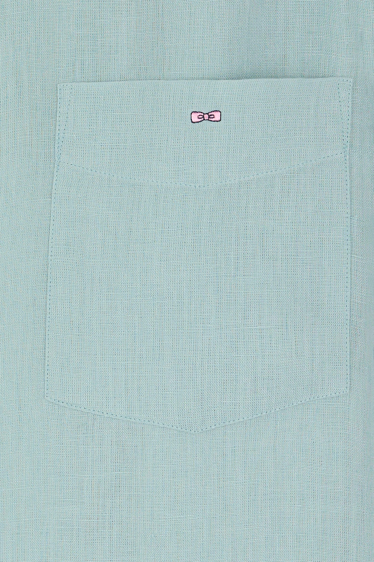 Chemise en lin vert d'eau unie coupe droite