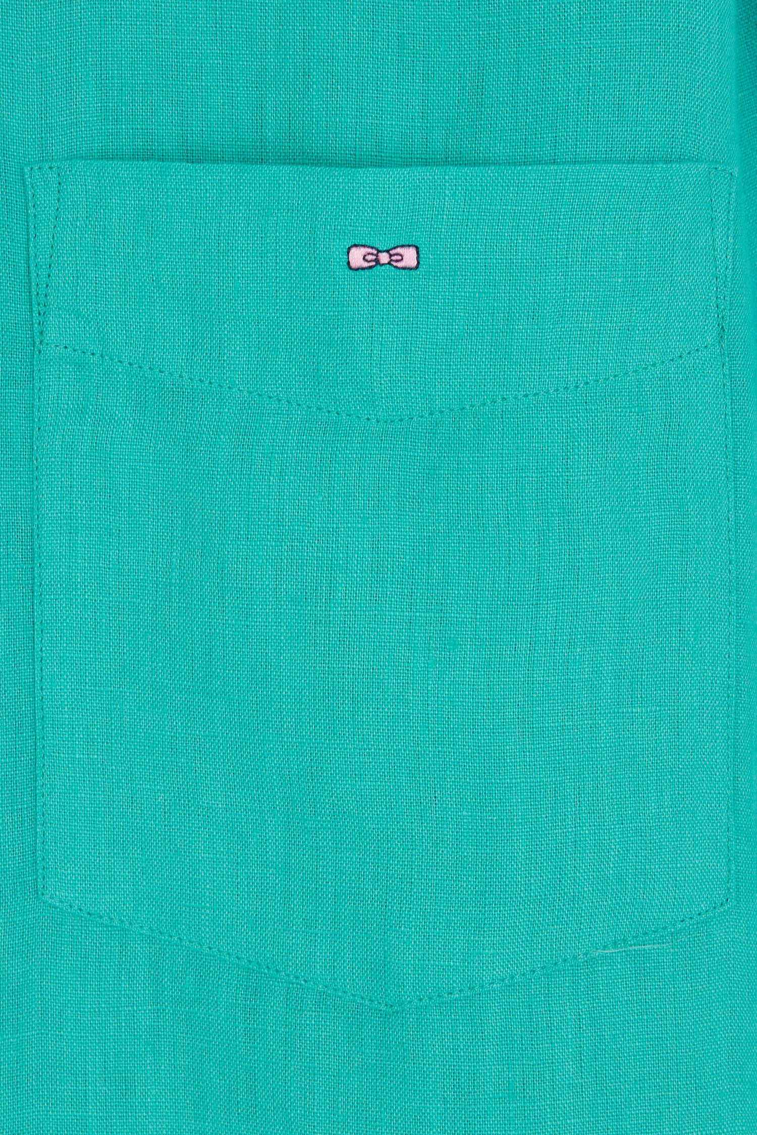Chemise en lin vert unie coupe droite