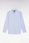 Chemise à rayures bâtons en coton gris clair coupe droite