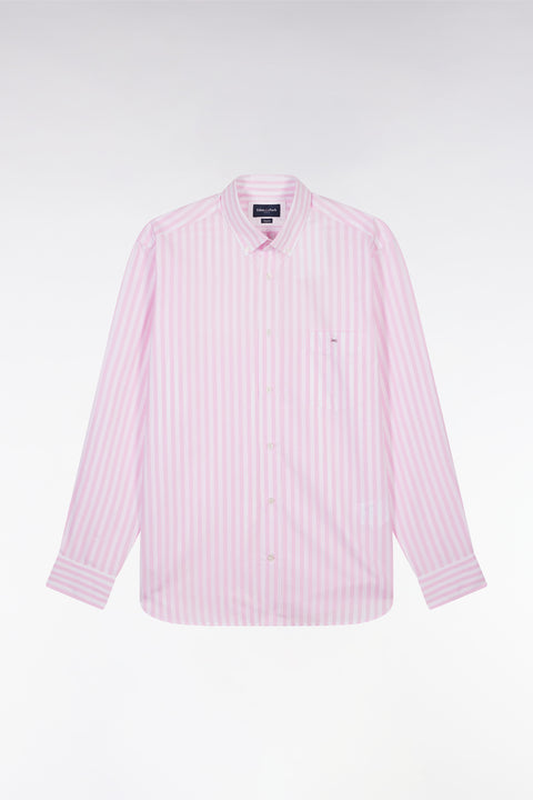 Chemise à rayures bâtons en coton rose coupe droite - Image 2