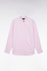 Chemise à rayures bâtons en coton rose coupe droite