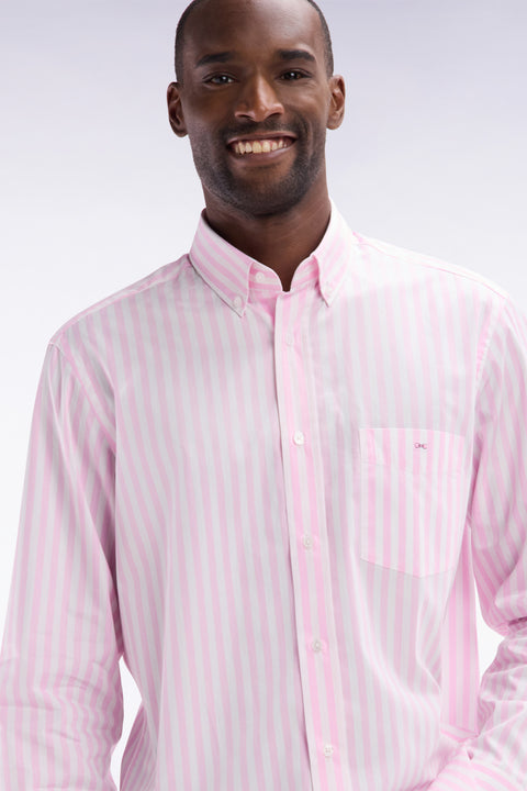 Chemise à rayures bâtons en coton rose coupe droite - Image 3