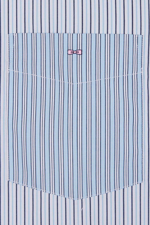 Chemise à rayures bâtons en popeline de coton ciel coupe droite - Image 2