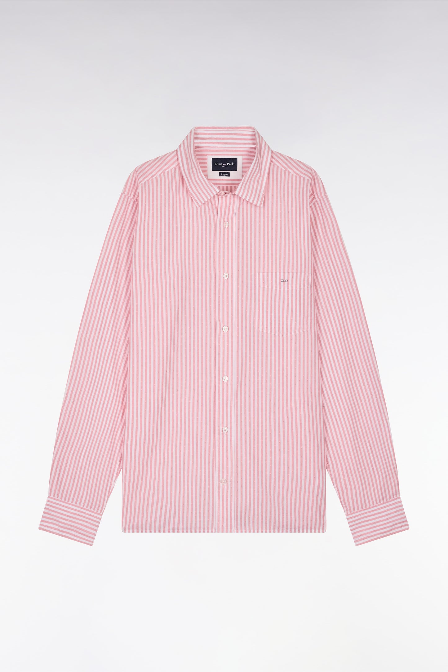 Straight-fit pink striped cotton shirt