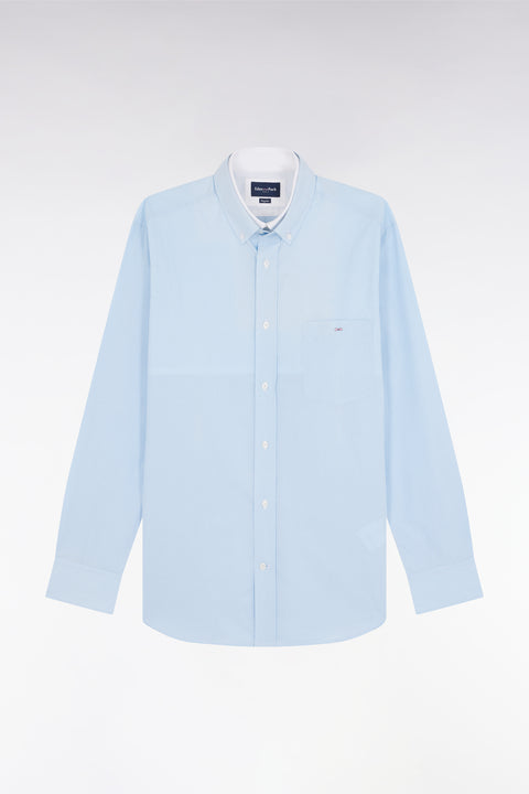Chemise imprimé vichy en coton ciel coupe droite - Image 2