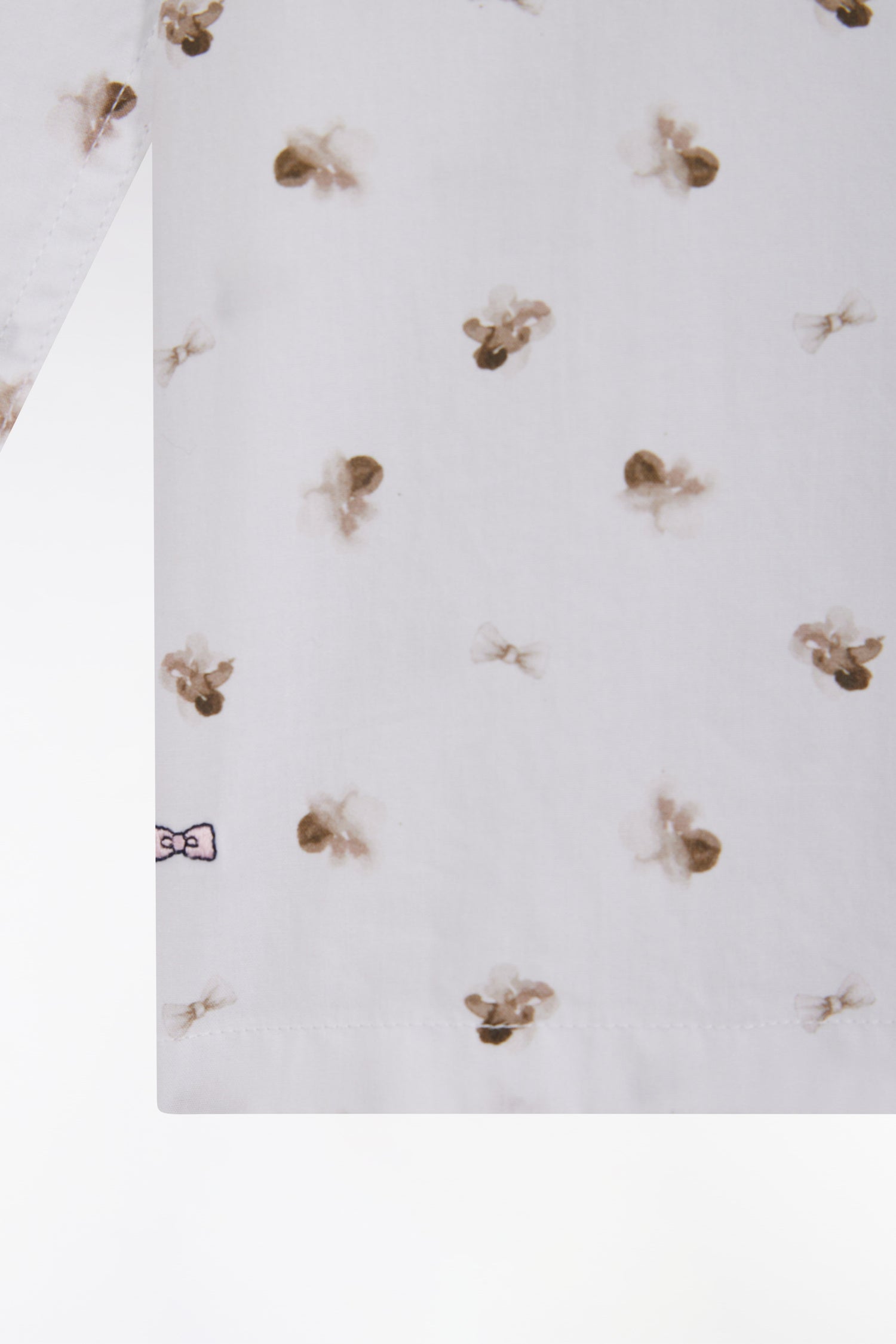Chemise à micromotifs nœuds en coton sable coupe droite