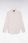 Straight-fit pink cotton poplin shirt with bow tie print