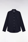 Chemise en twill de coton marine unie coupe droite