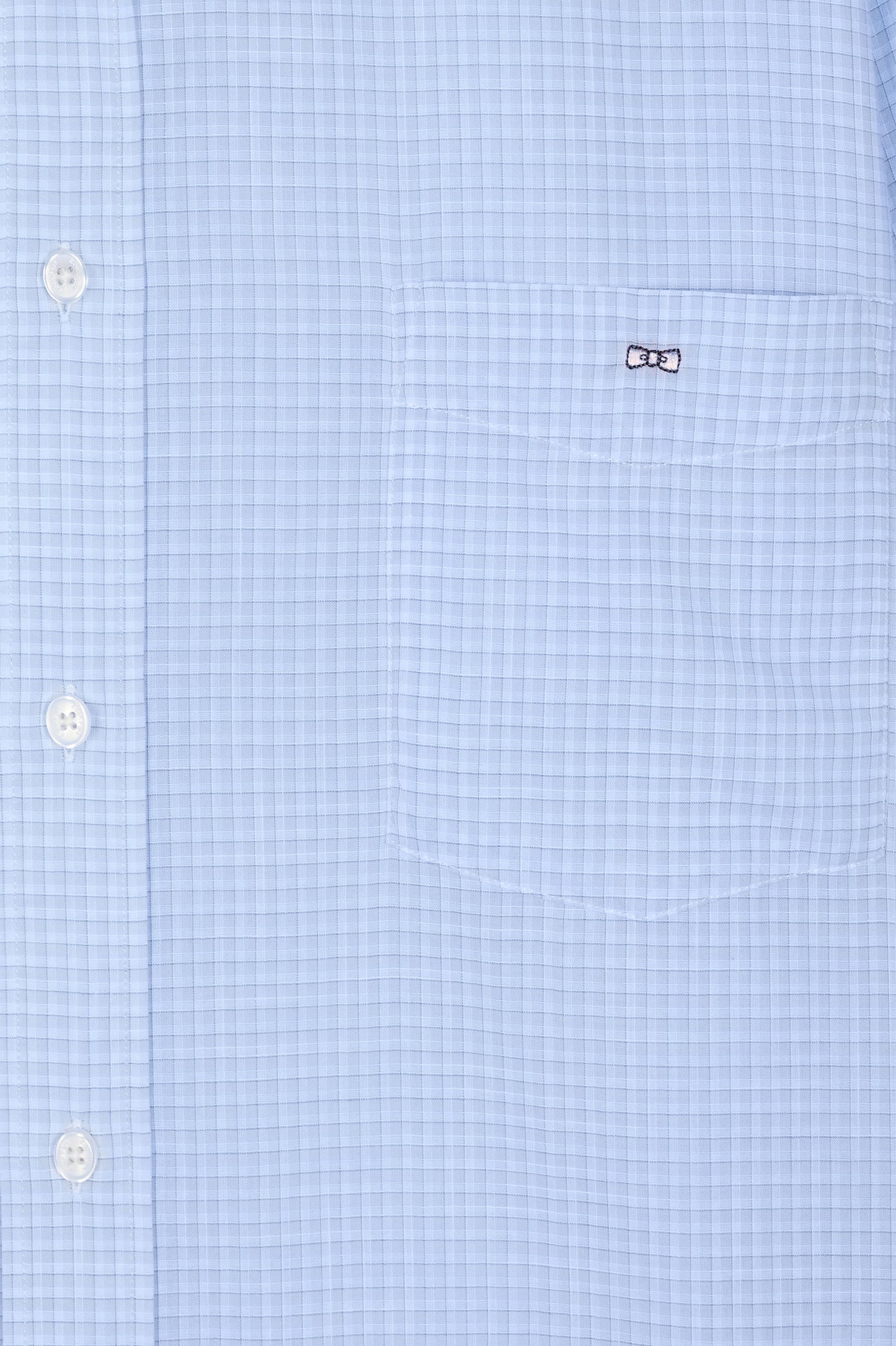 Straight-fit sky blue gingham micro-checked cotton poplin shirt