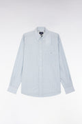 Chemise en popeline de coton à microimprimé graphique gris coupe droite