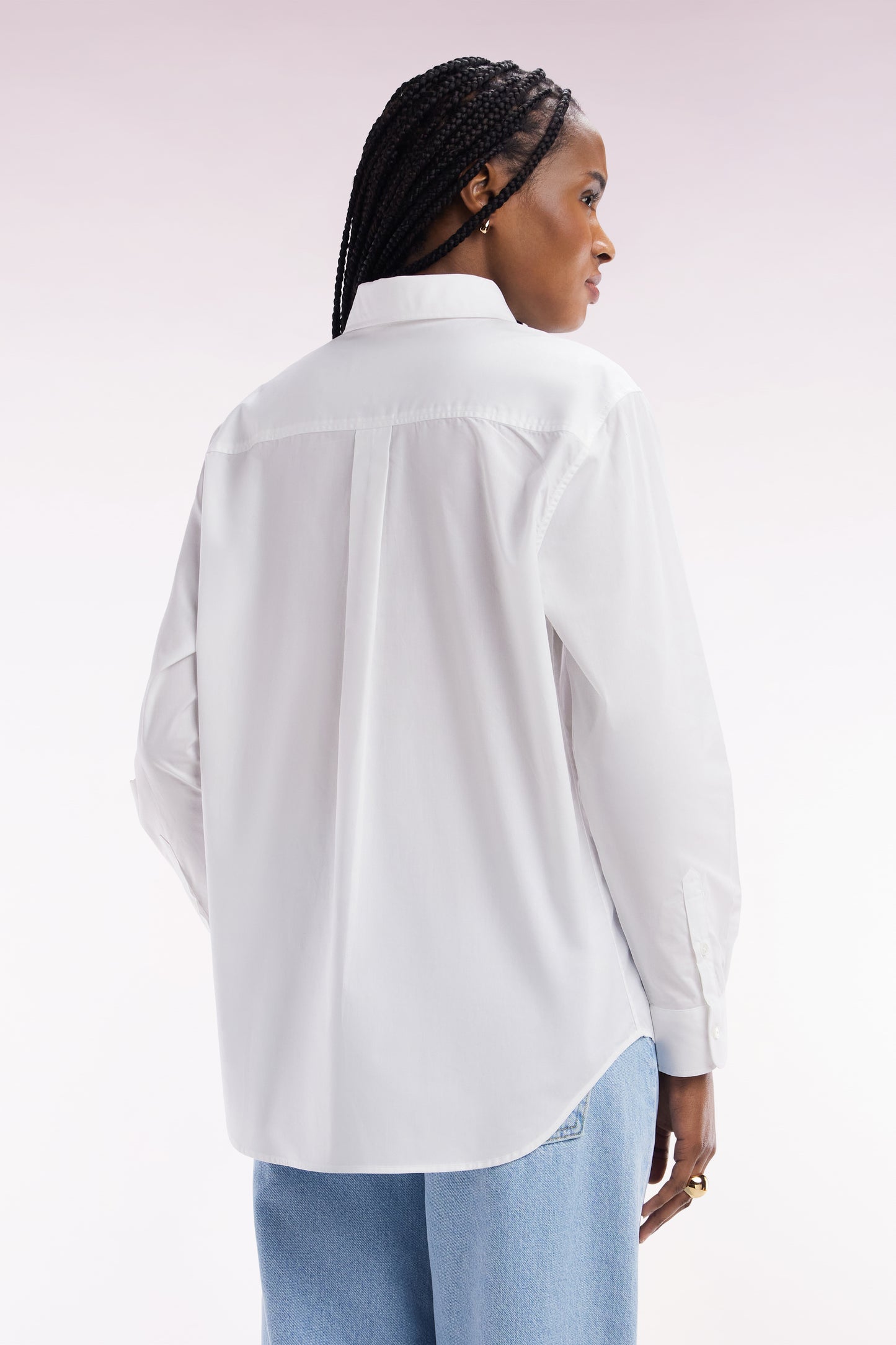 Relax-fit white cotton shirt