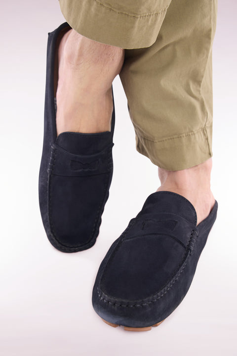 Mocassins en cuir suédé bleu marine - Image 2