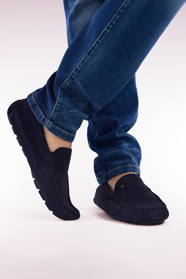 Mocassins en cuir suédé marine