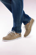 Mocassins bateau en cuir suédé camel