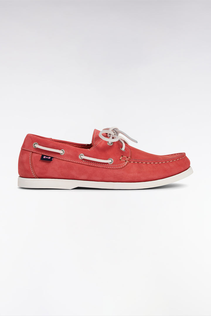 Mocassins bateau en cuir suédé rouge