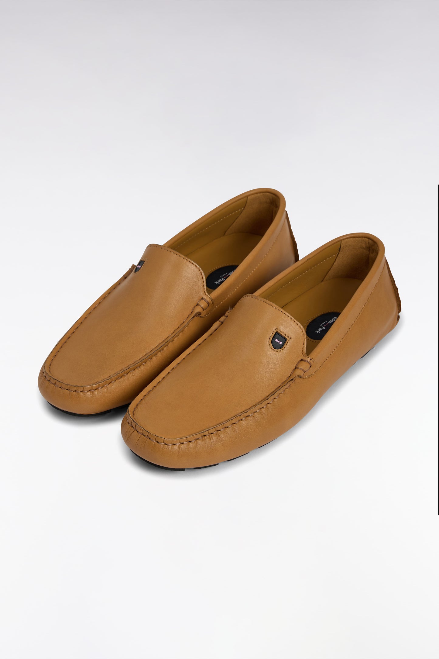 Camel split leather loafers