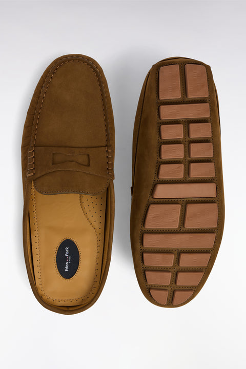 Mocassins babouches en cuir suédé kakis - Image 3