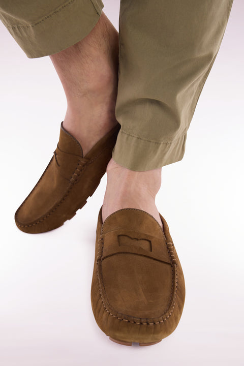Mocassins babouches en cuir suédé kakis - Image 2