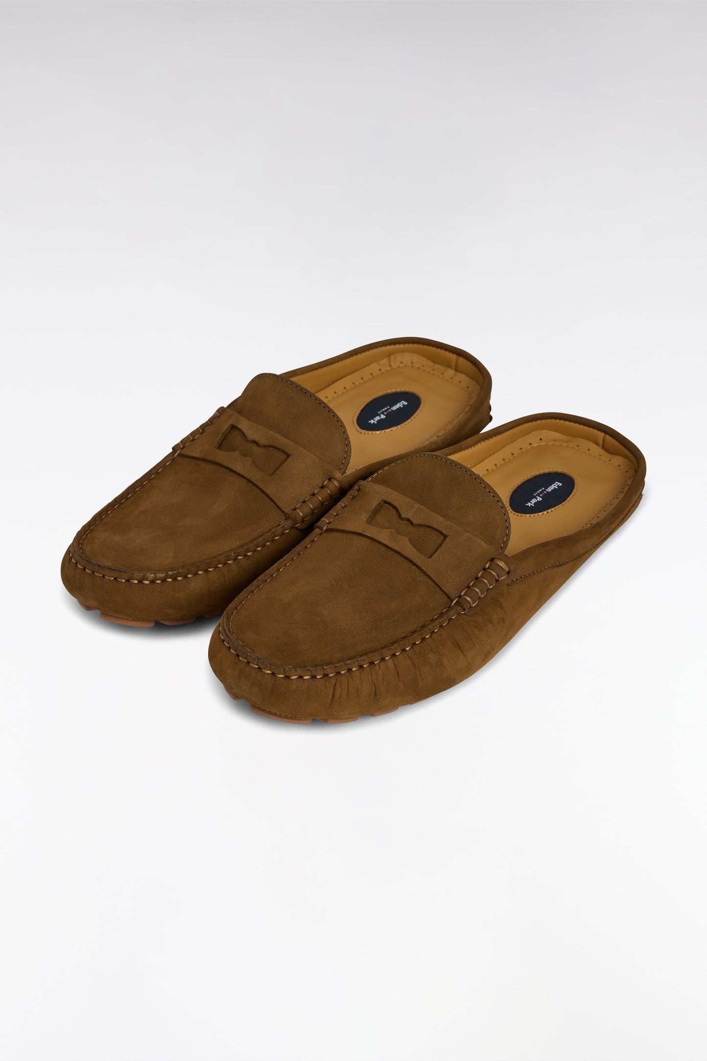 Khaki suede slipper loafers