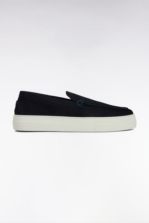 Mocassins à semelles sneakers en cuir suédé marine - Image 1