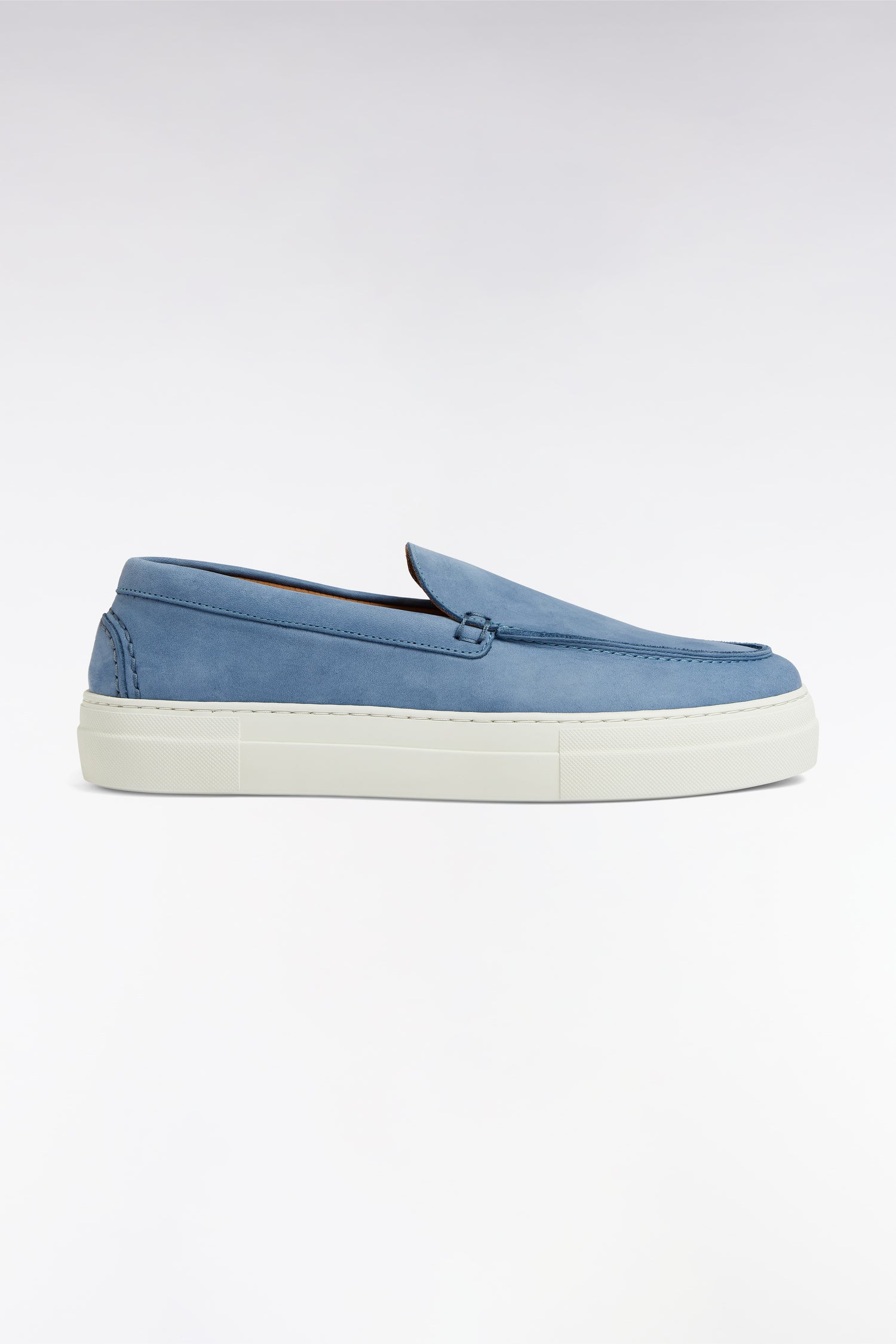 Mocassins à semelles sneakers en cuir suédé bleu gris