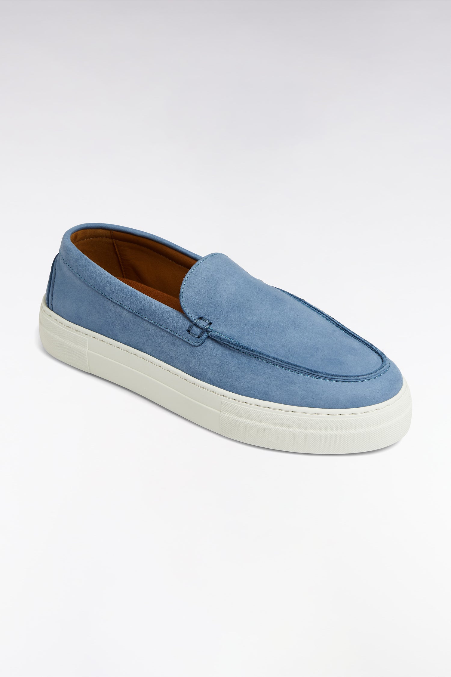 Mocassins à semelles sneakers en cuir suédé bleu gris