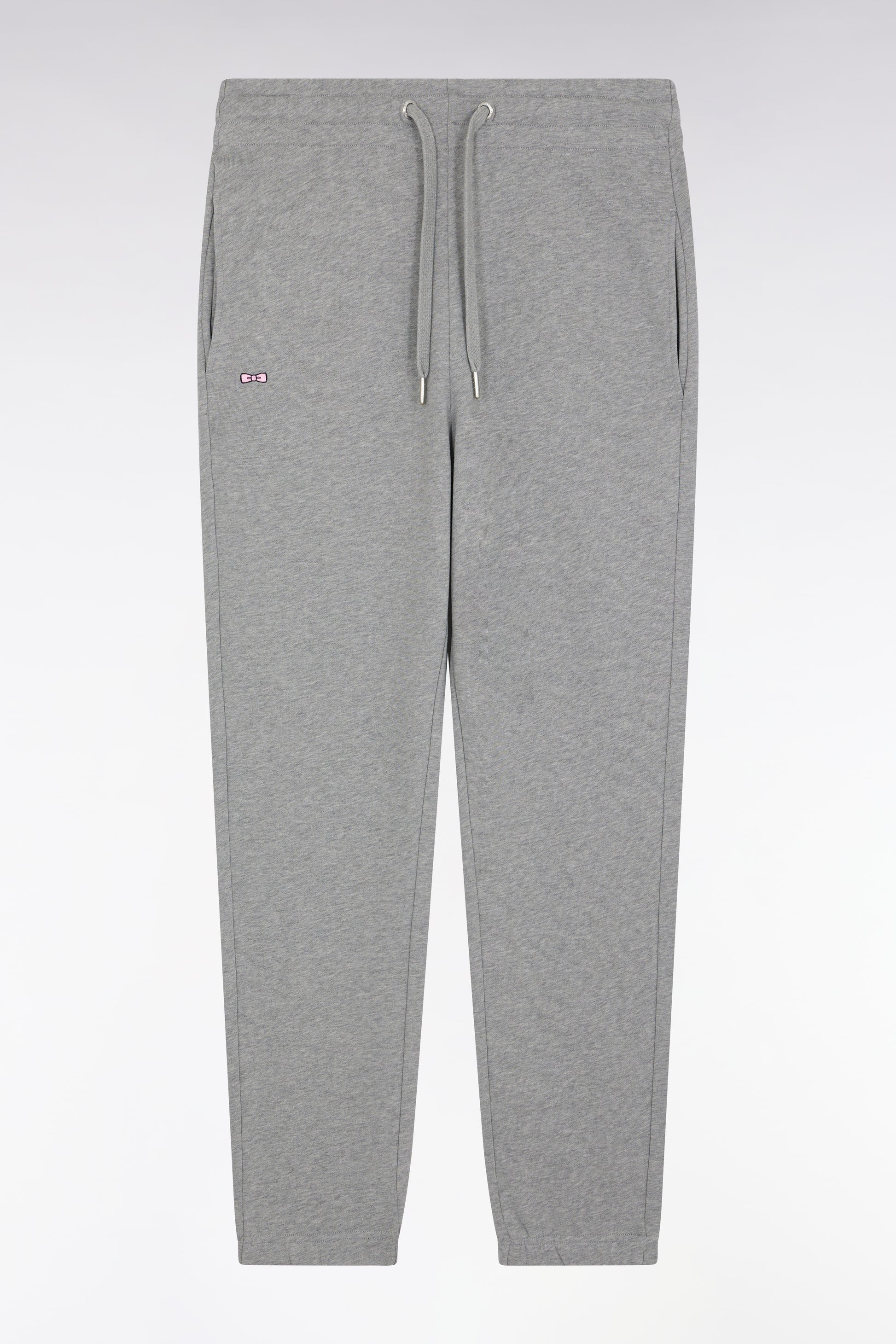 Short jogging en molleton coton gris coupe droite