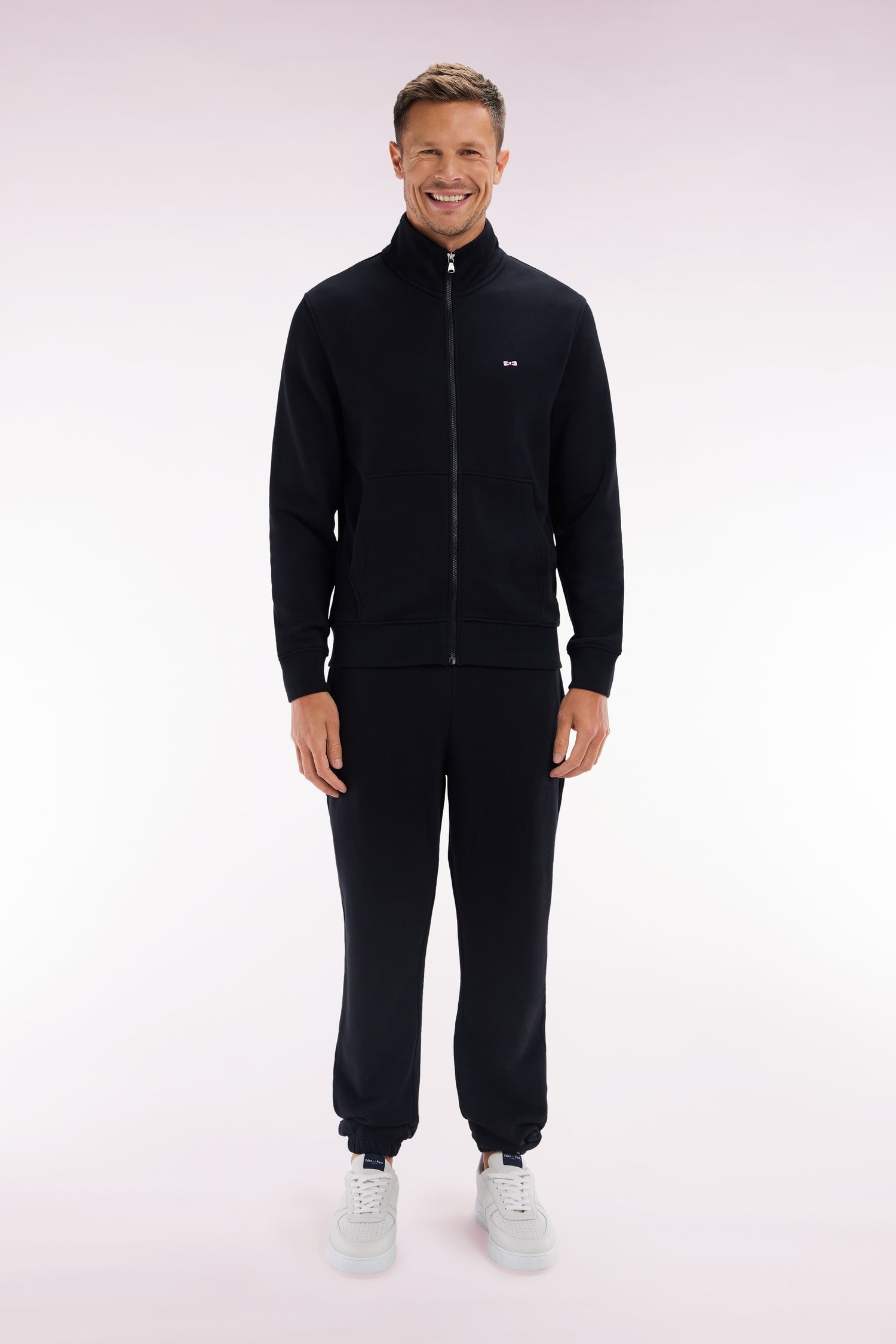 Jogging en molleton coton noir coupe droite