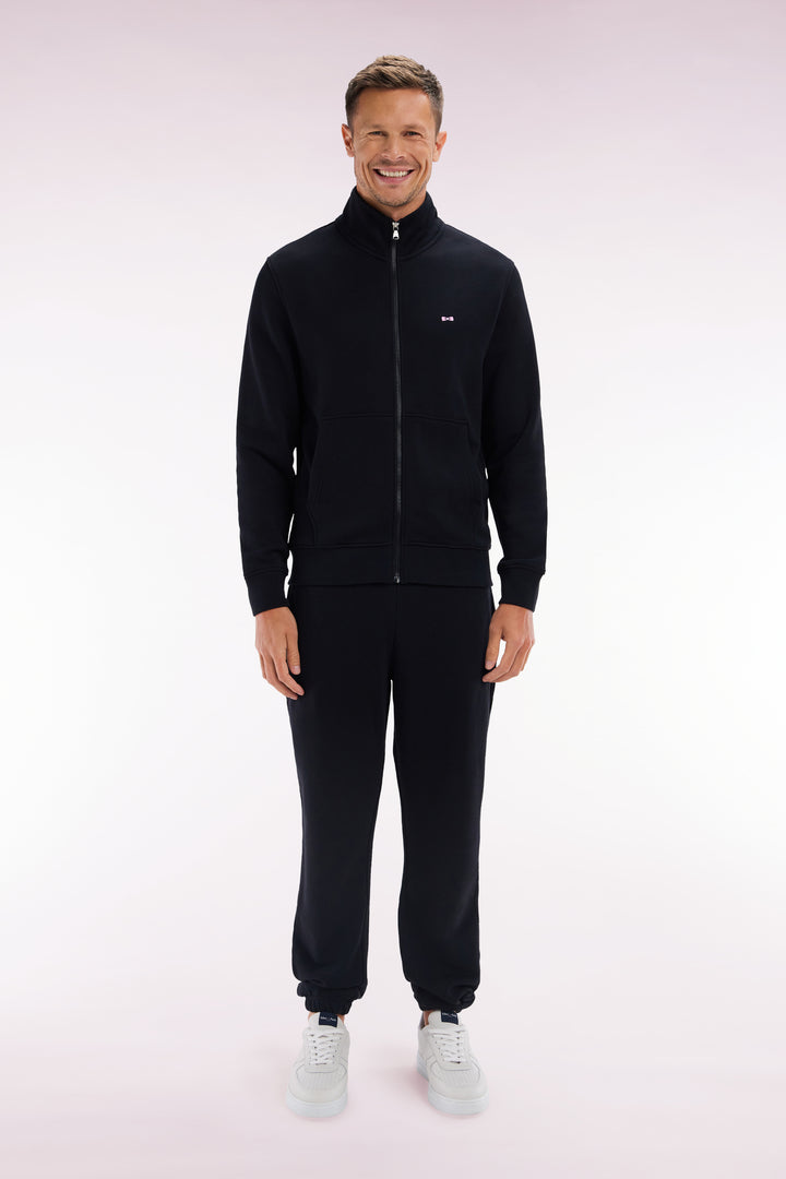 Jogging en molleton coton noir coupe droite